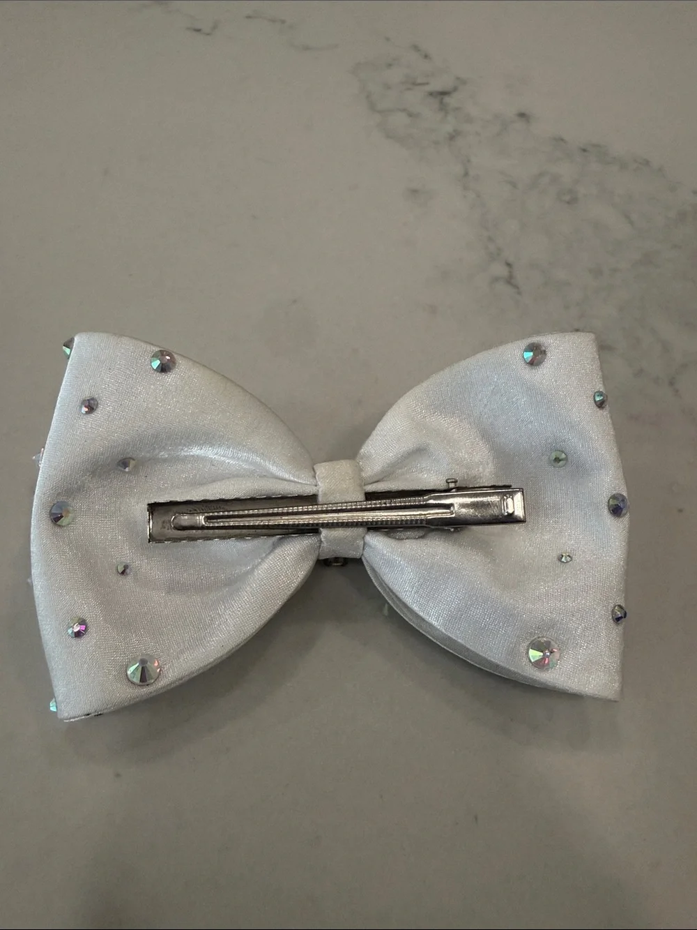 White Iridescent Crystal Bow Hair Clip by Bows of London